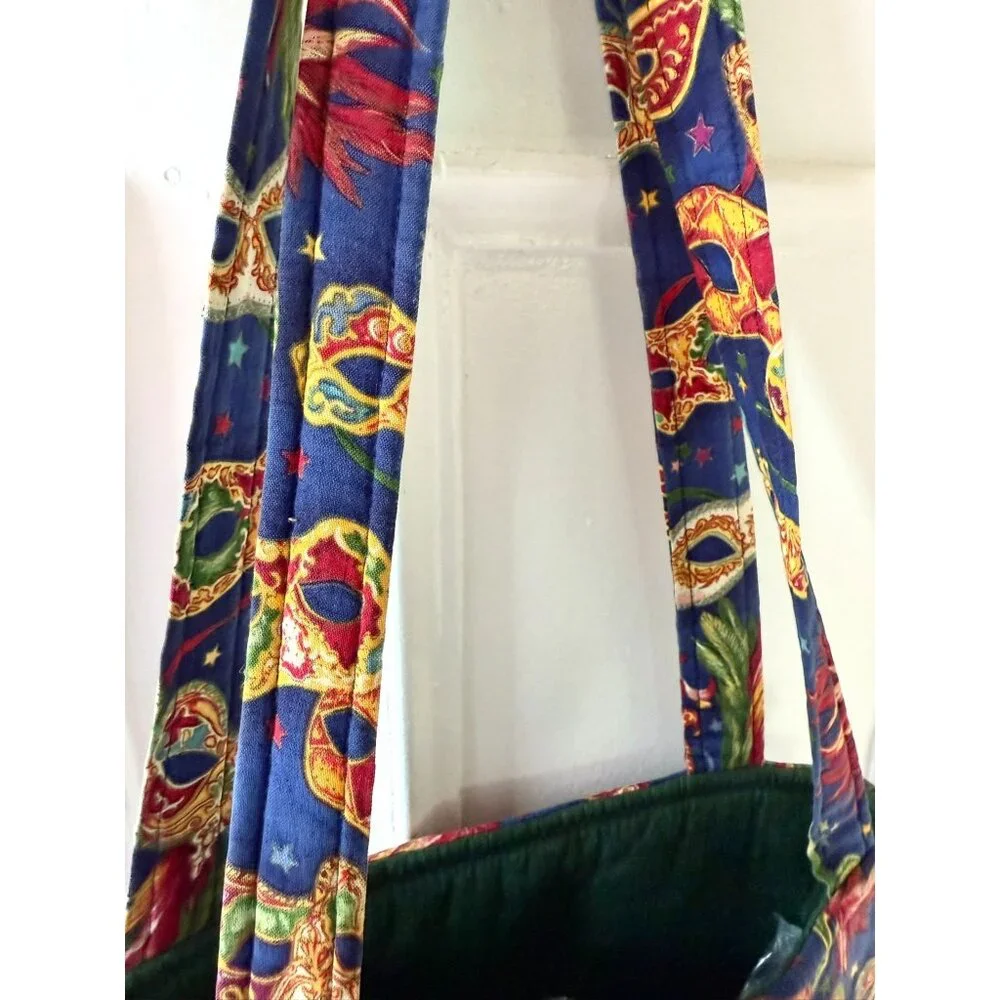Handmade Mardi Gras Masquerade Tote Bag Double Strap Shoulder Purse Colorful - Picture 5 of 9